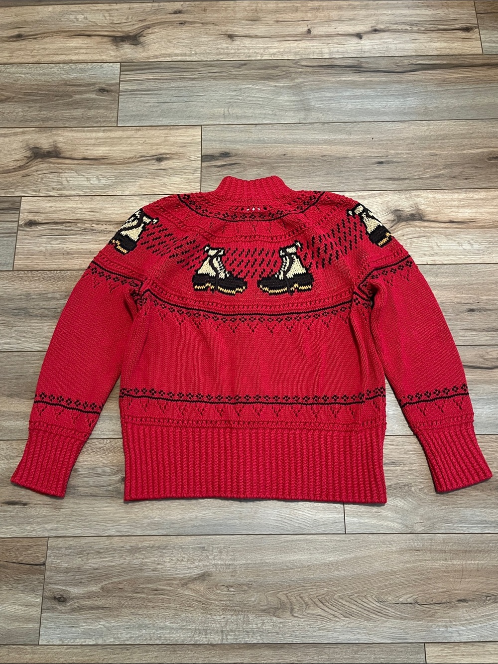 L.L.Bean Signature Nordic Cotton Cardigan Sweater Red Duck Boot Women’s Large - Picture 10 of 10